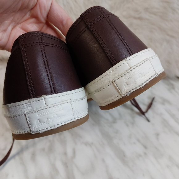 Converse Unisex Brown Leather Lace Up Size Men-10.5 Beautiful all leather . - Picture 7 of 8